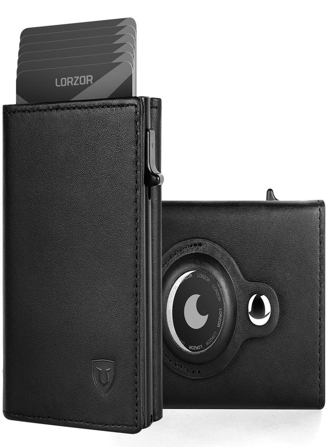 LORZOR Men Aluminium Wallet For Apple Airtag - Minimalist Pop Up Smart Wallet, Air Tag Holder, Slim Rfid, Modern Wallet (Airtag Not Included), Black - Image 1